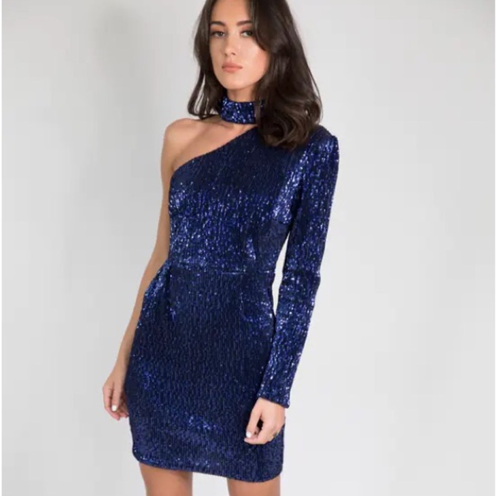 New L’ATISTE Sequin Mini Dress One Shoulder